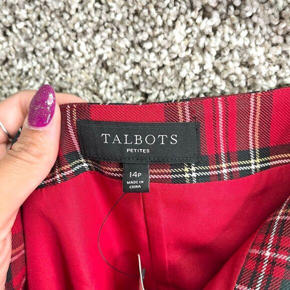 Talbots Skirt Women's 14P Red Plaid Side Zip Mini NWT - Picture 5 of 7